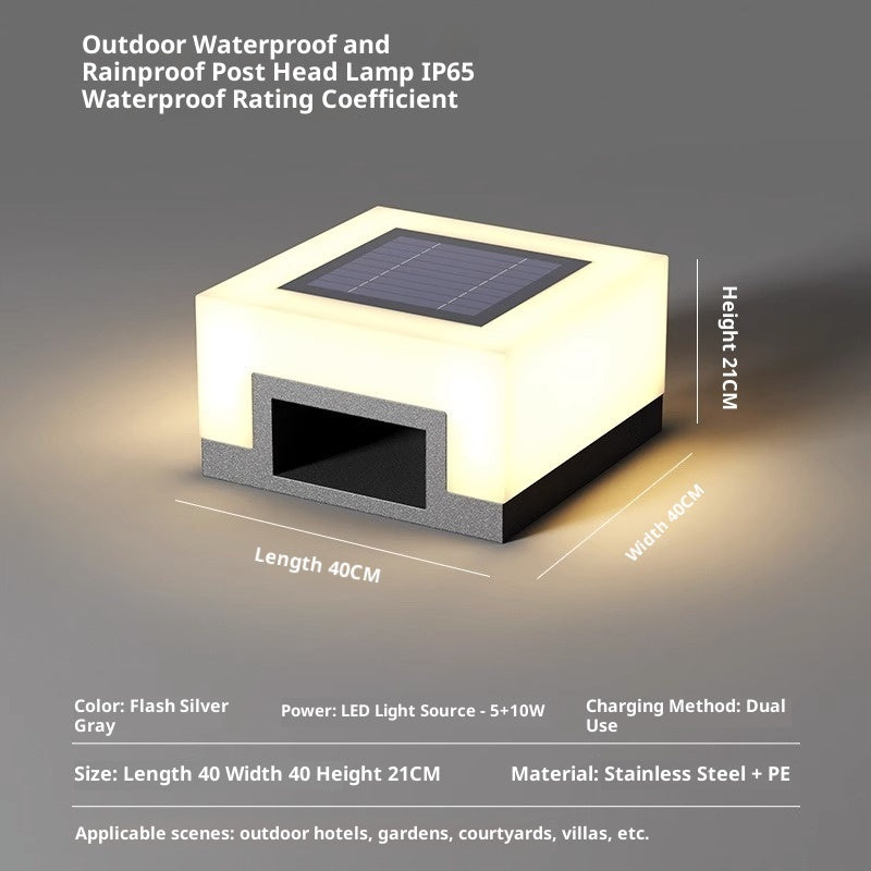 Modern Minimalist Outdoor Solar-powered Stainless Steel Waterproof Courtyard Lights