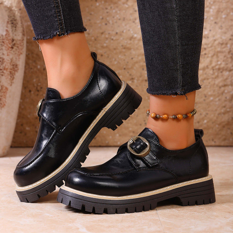 Women's Thick-Soled Buckle Loafers