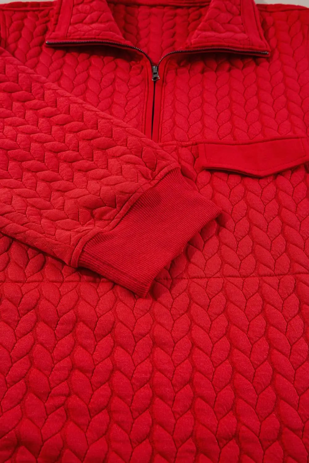 Love Salve Women's Plus Size Cable Knit Pullover — Quarter Zip Sweater