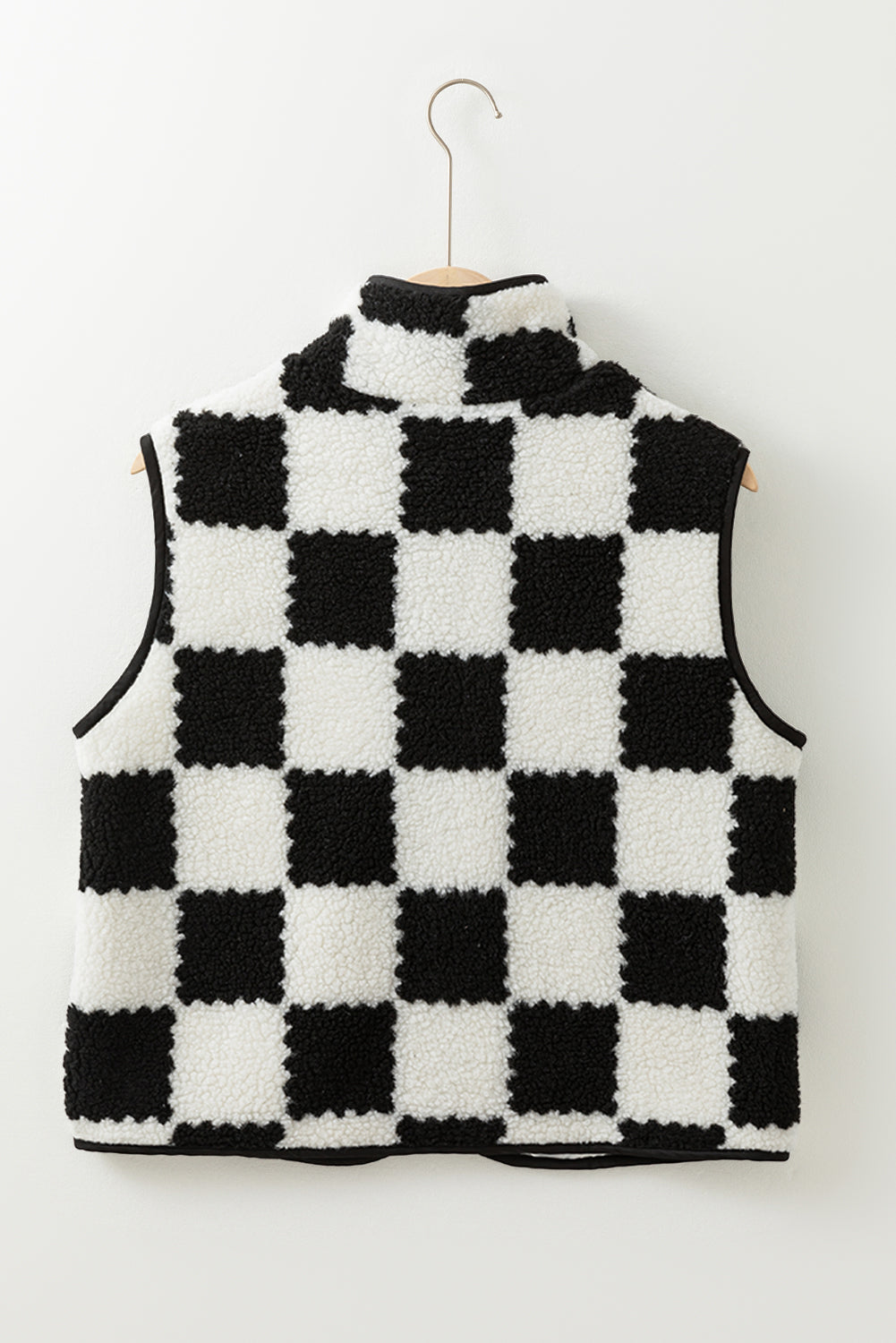 Chaleco con cuello sherpa a cuadros caqui