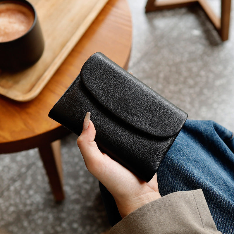 Women's Genuine Leather Short Wallet Card Holder Handbag
