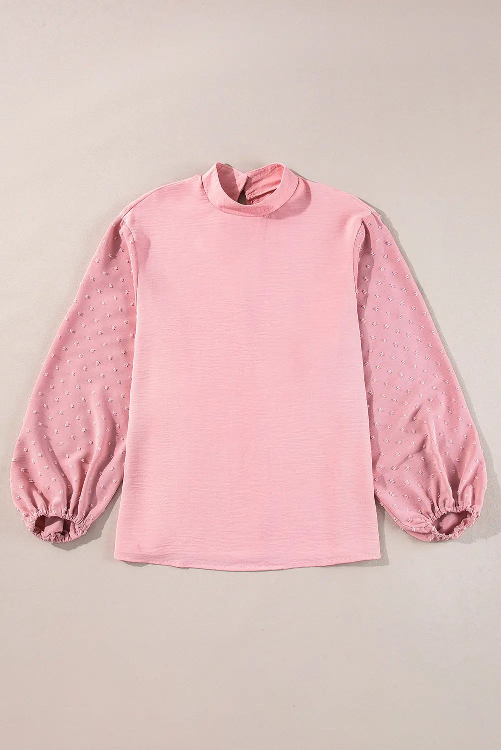 Women's Blouse - Red Swiss Dot Long Sleeve Keyhole - Southern Belle