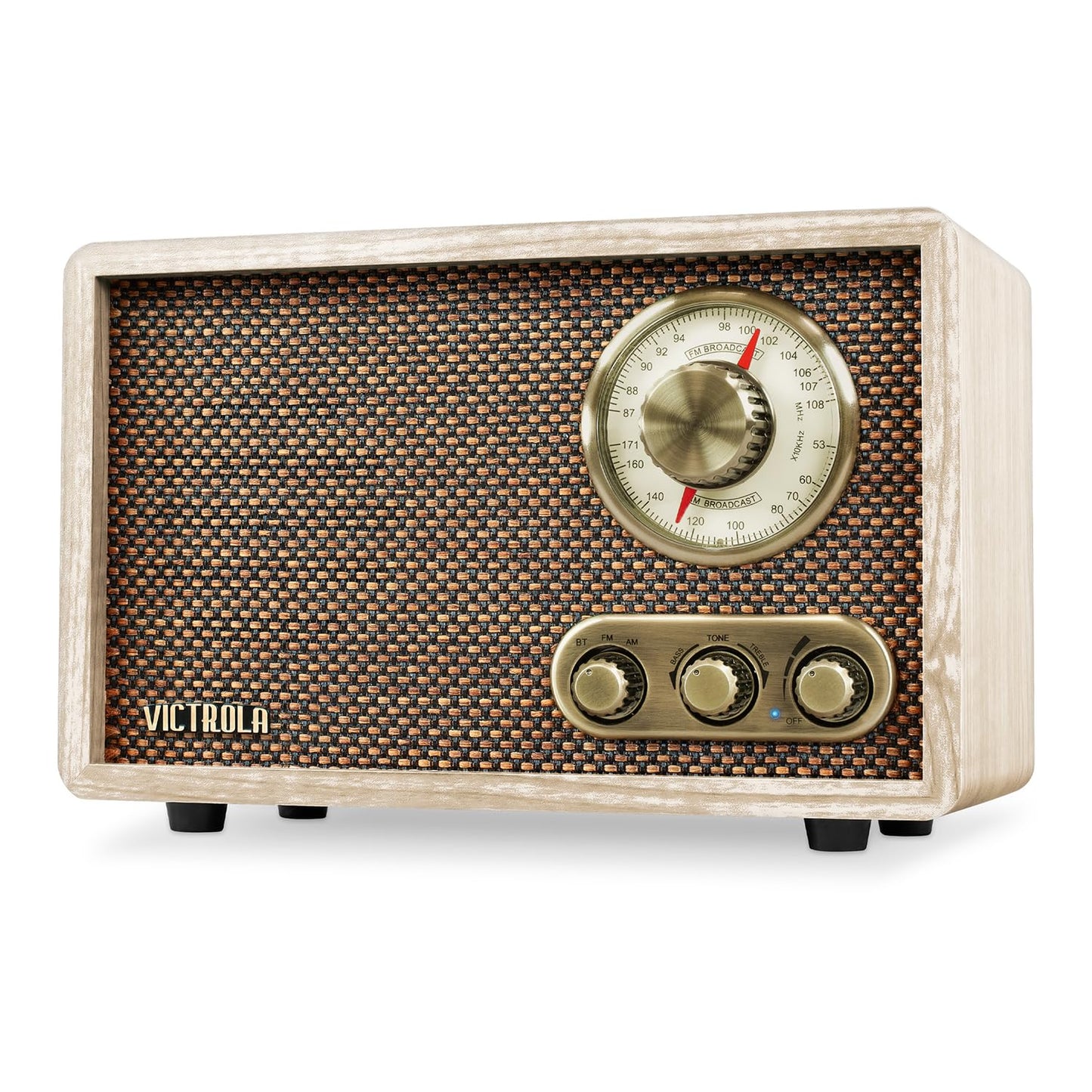 Victrola Retro Wood Bluetooth Radio with Built-in Speakers Elegant & Vintage Design Rotary AM/FM Tuning Dial Wireless Streaming Natural
