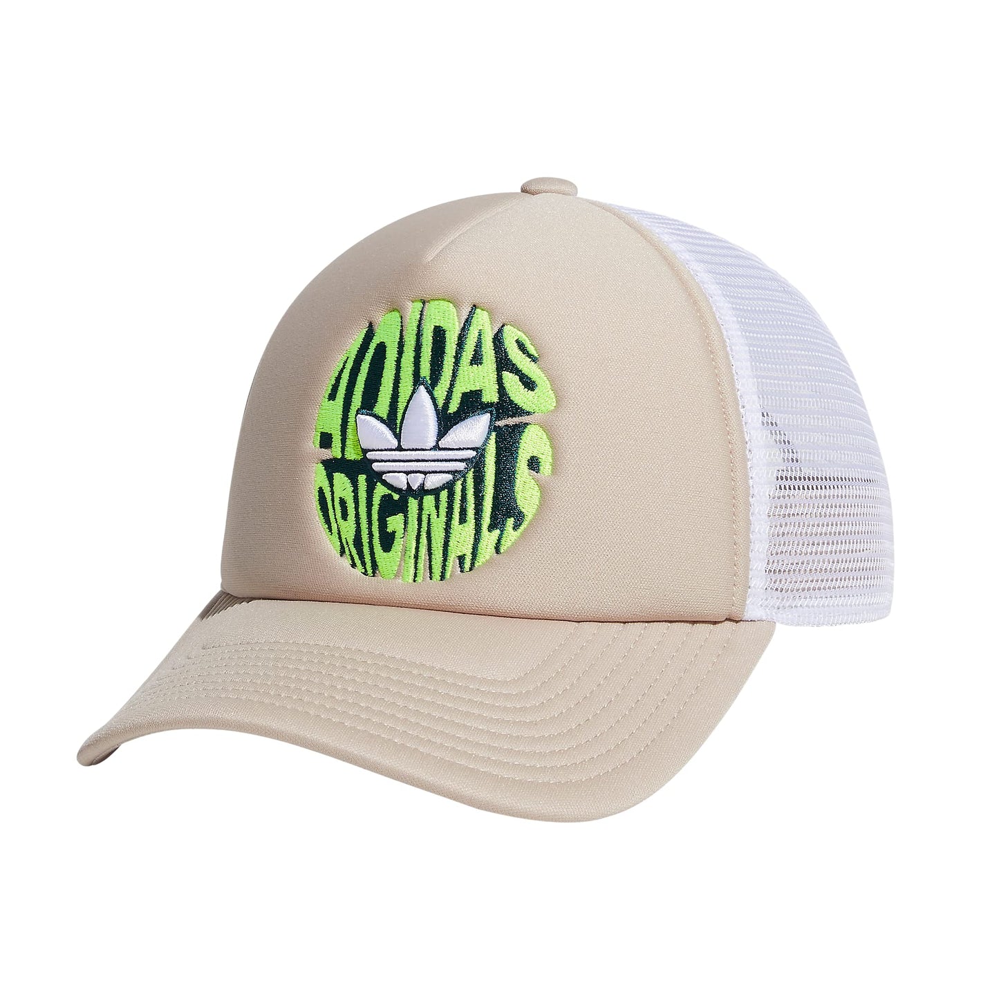 adidas Originals Foam Front Snapback Adjustable Fit Trucker Hat Wonder Beige/Lucid Lemon Yellow/Arctic Night Blue One Size