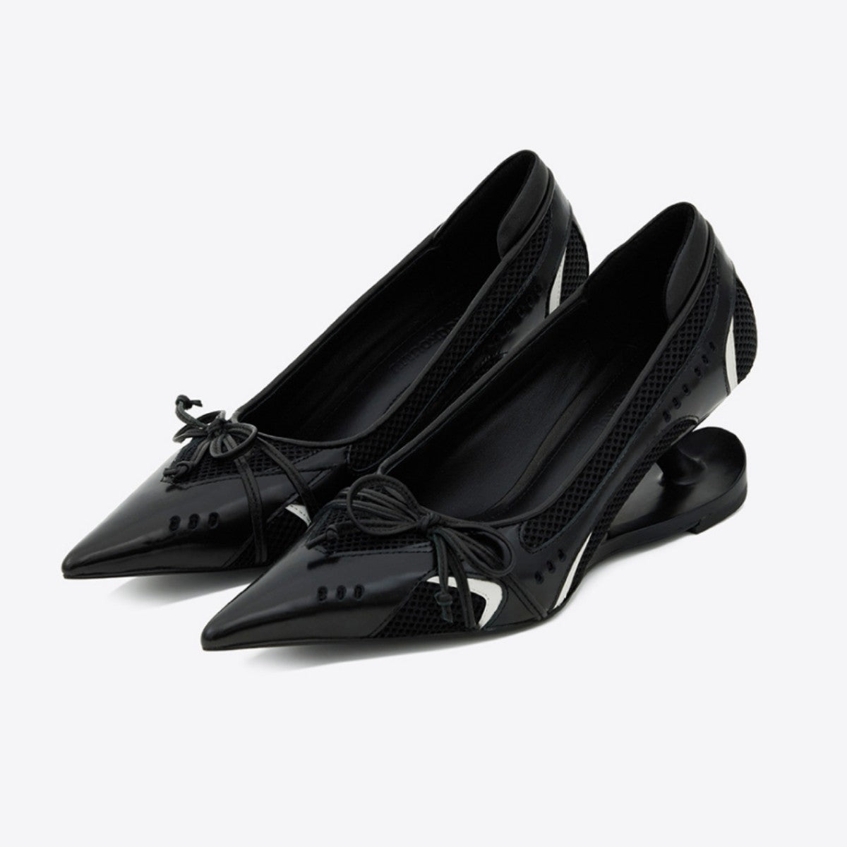Retro Pointed-Toe Heels with Sculptural