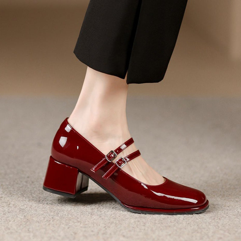 Women's Soft Leather Chunky Heels