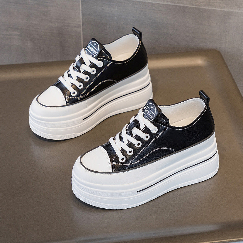 Women's Breathable Leather Platform Sneakers