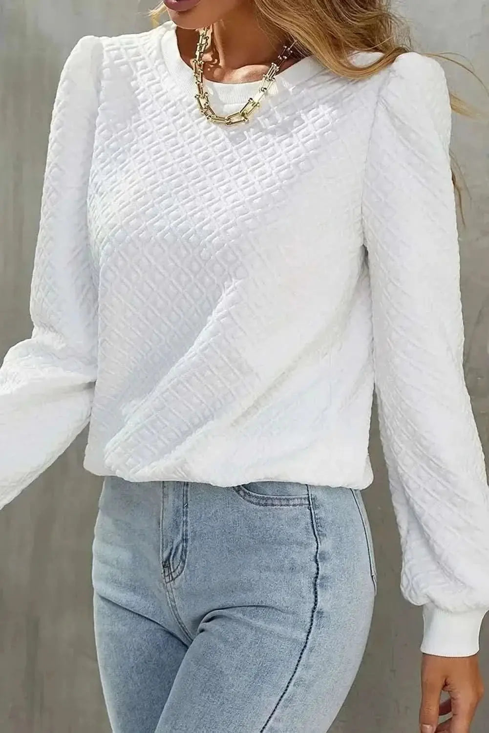 Trendsi Women's Textured Long Sleeve Top — Flattering Fit For Everyday Wear