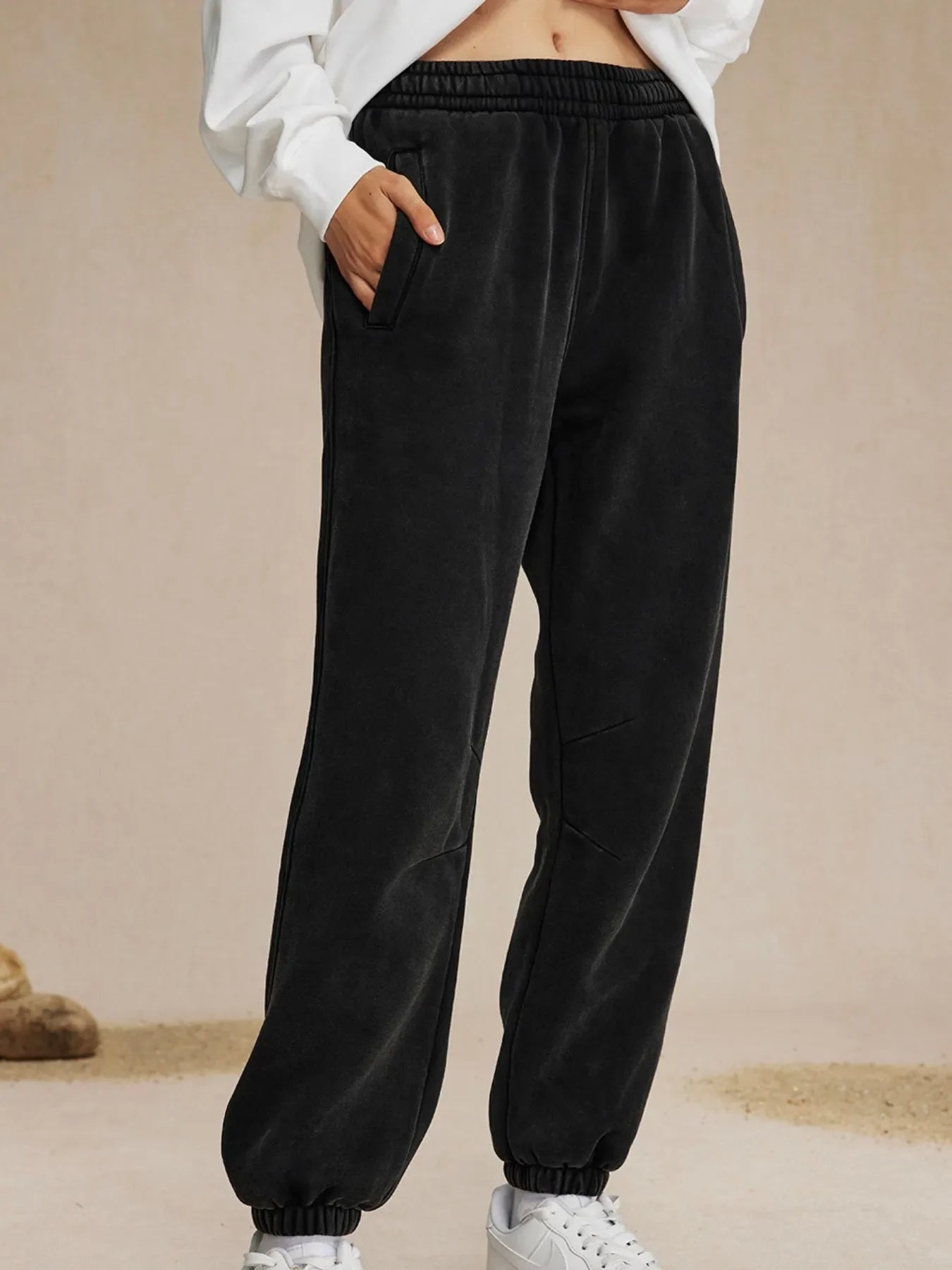 Pantalones deportivos de algodón con cintura elástica informales para hombre