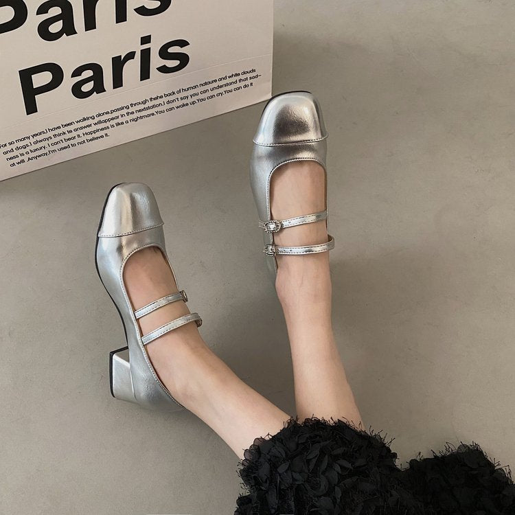 Women's Square-Toe Chunky Heel Mary Jane