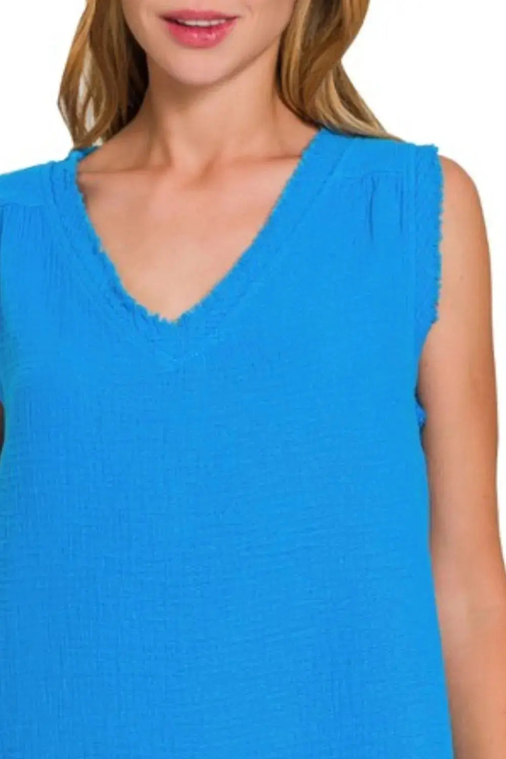 Women's Tank Tops Gauze Tank Top - Lightweight USA Made - Casual V-Neck