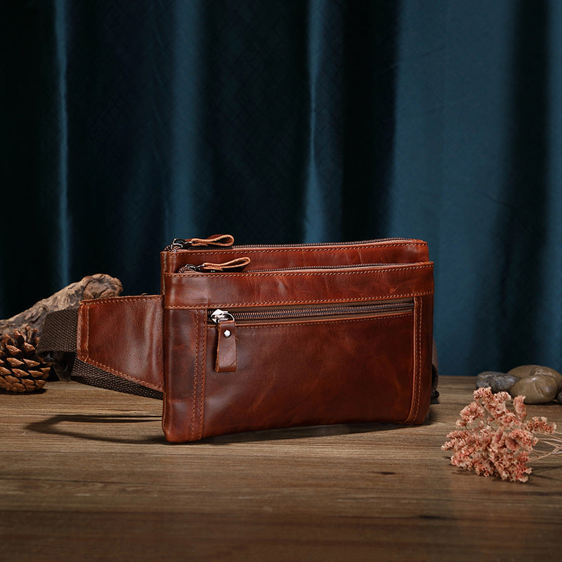 Men's Outdoor Cowhide Waist Bag