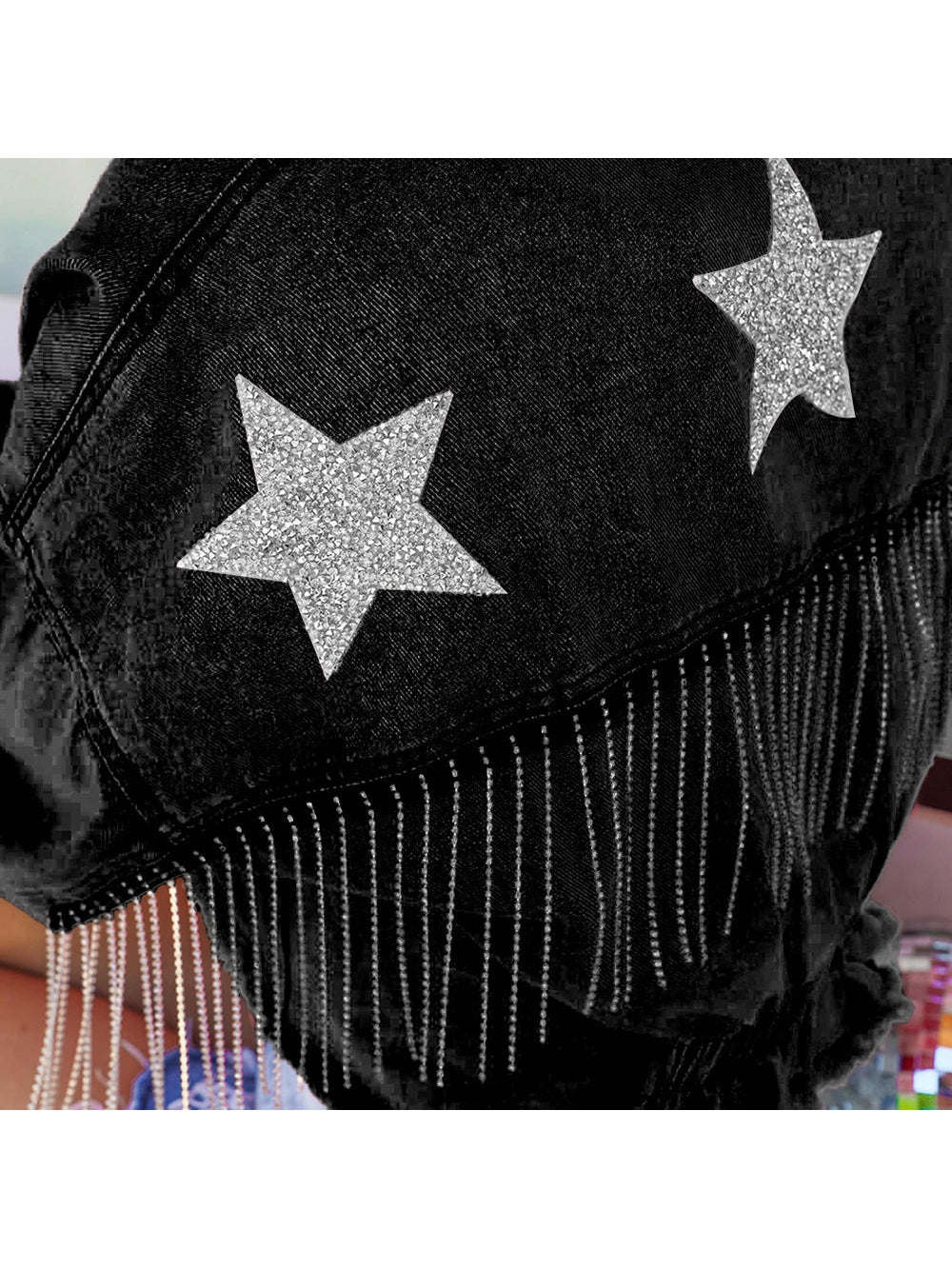 Women Distressed Raw Hem Dropped Shoulder Denim Jacket