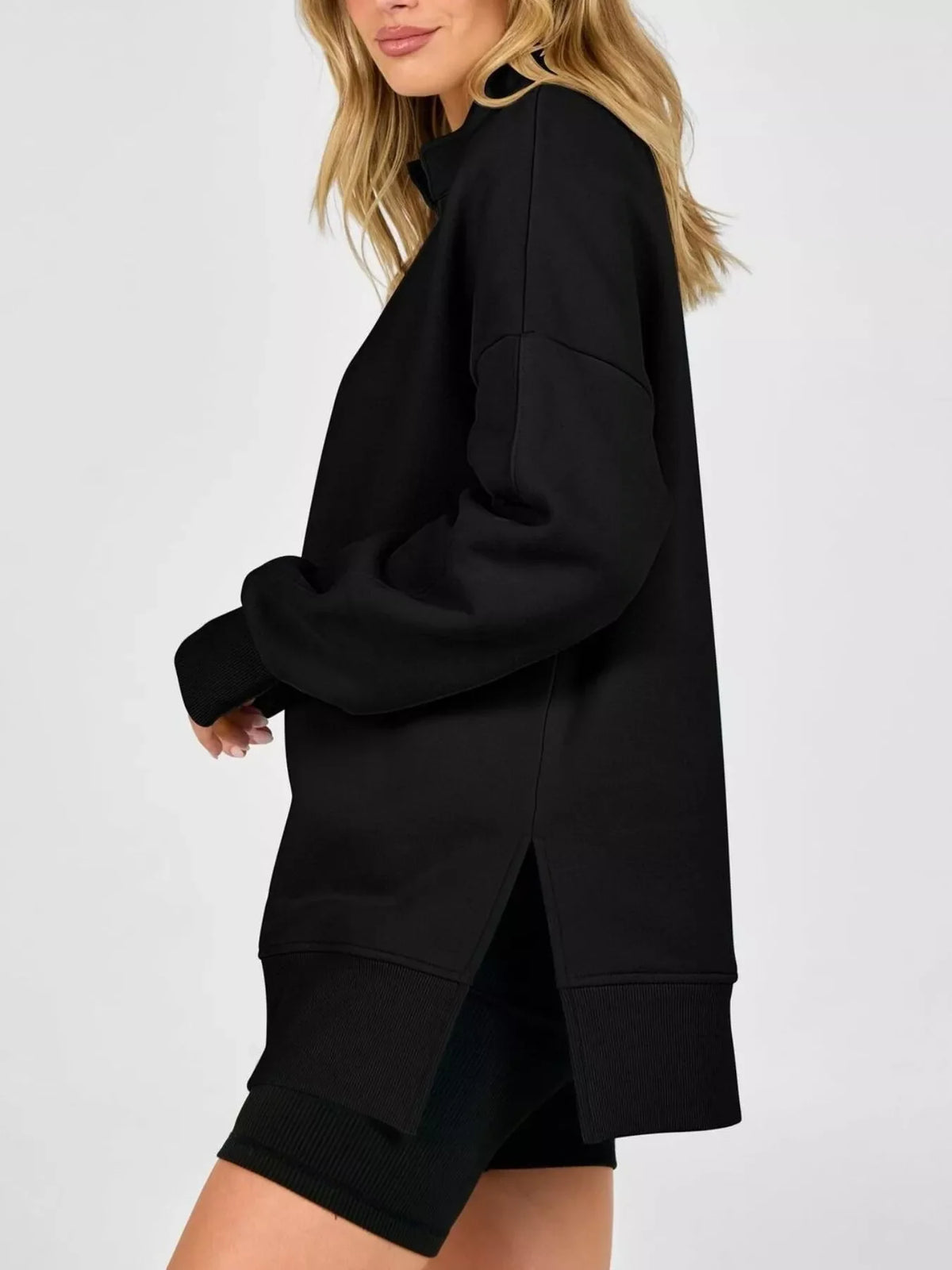 Quarter-Zip Dropped Shoulder Sweatshirt
