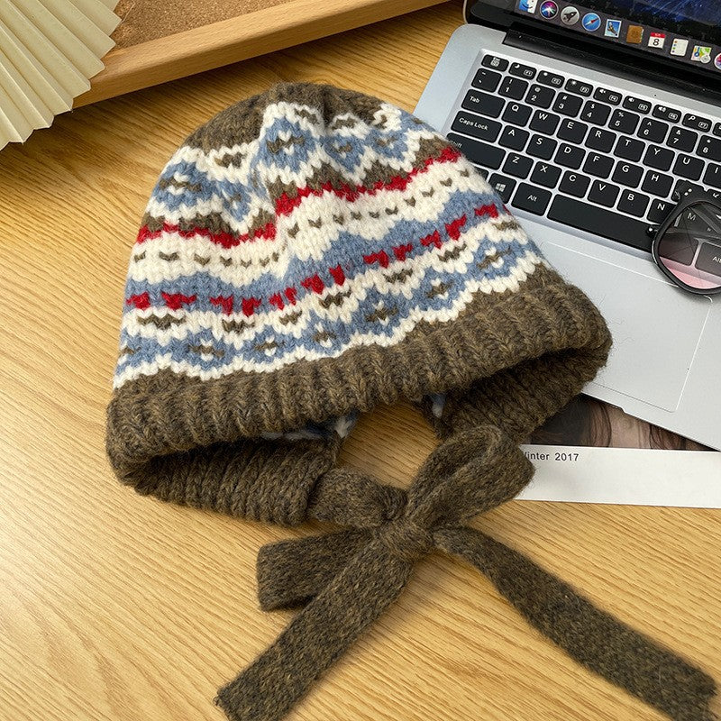 Gorra de lana vintage de invierno – Gorro cálido con protección para las orejas para climas fríos