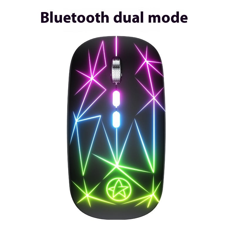 Wireless Bluetooth Mouse Dual-mode Luminous Charging Game Office 5-key Metal Roller