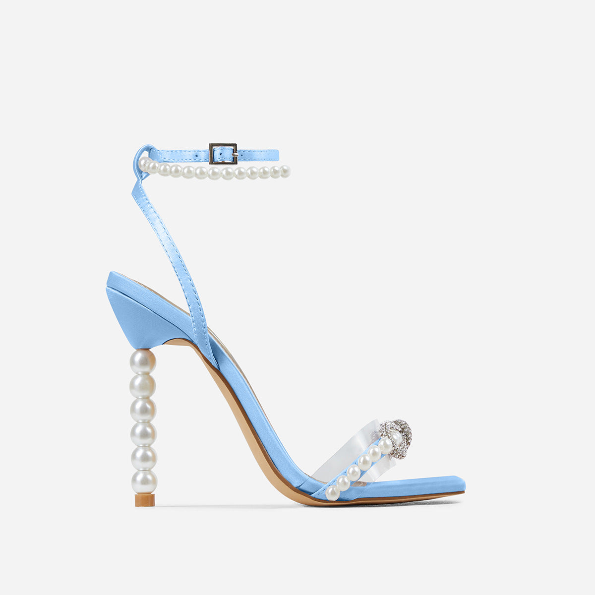 Women's Square-Toe Stiletto Heels with Rhinestone Bow and