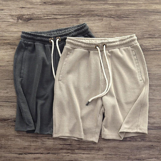 Pantalones cortos de punto estilo japonés retro holgados para hombre