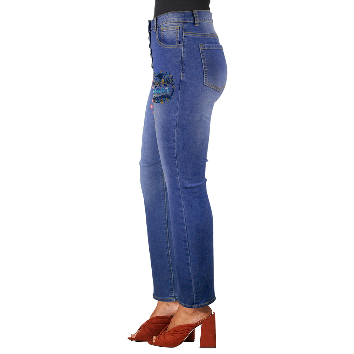Women's 2027 Senior Decorated Jeans with Front Printing