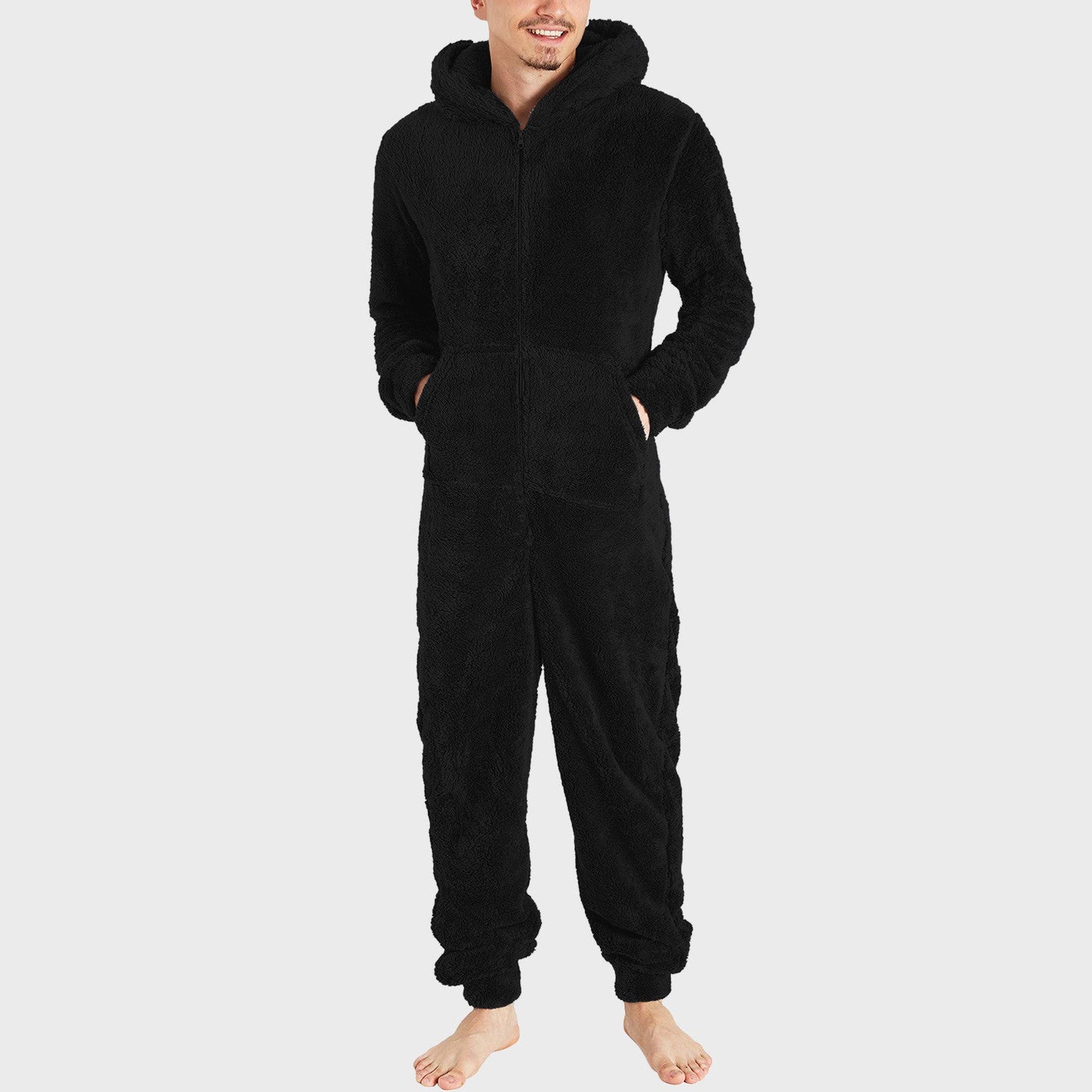 Men's Fashion Zipper Thermal Plush Jumpsuit Pajamas