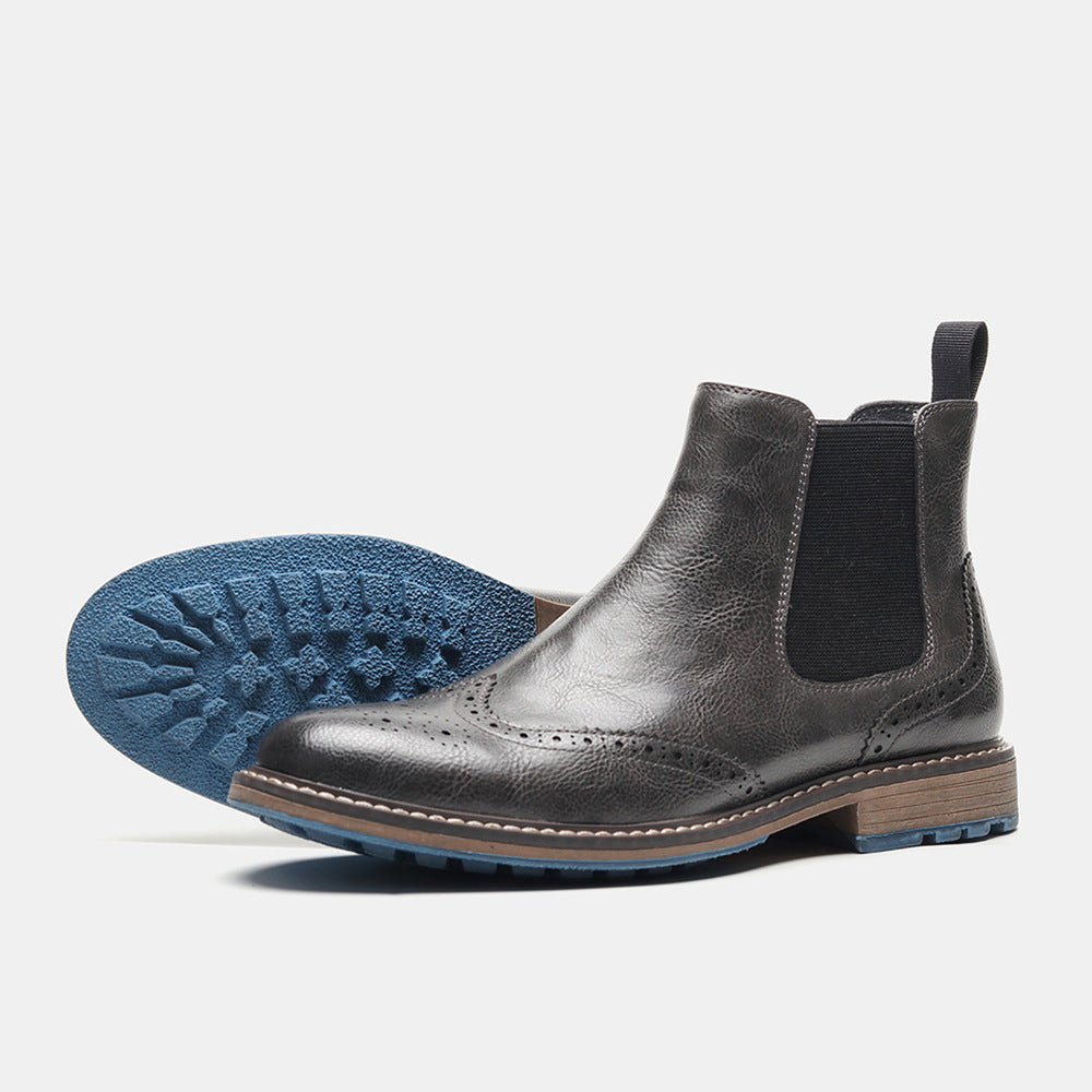 Men's Mid-top Carved Casual Brogue Retro Boots