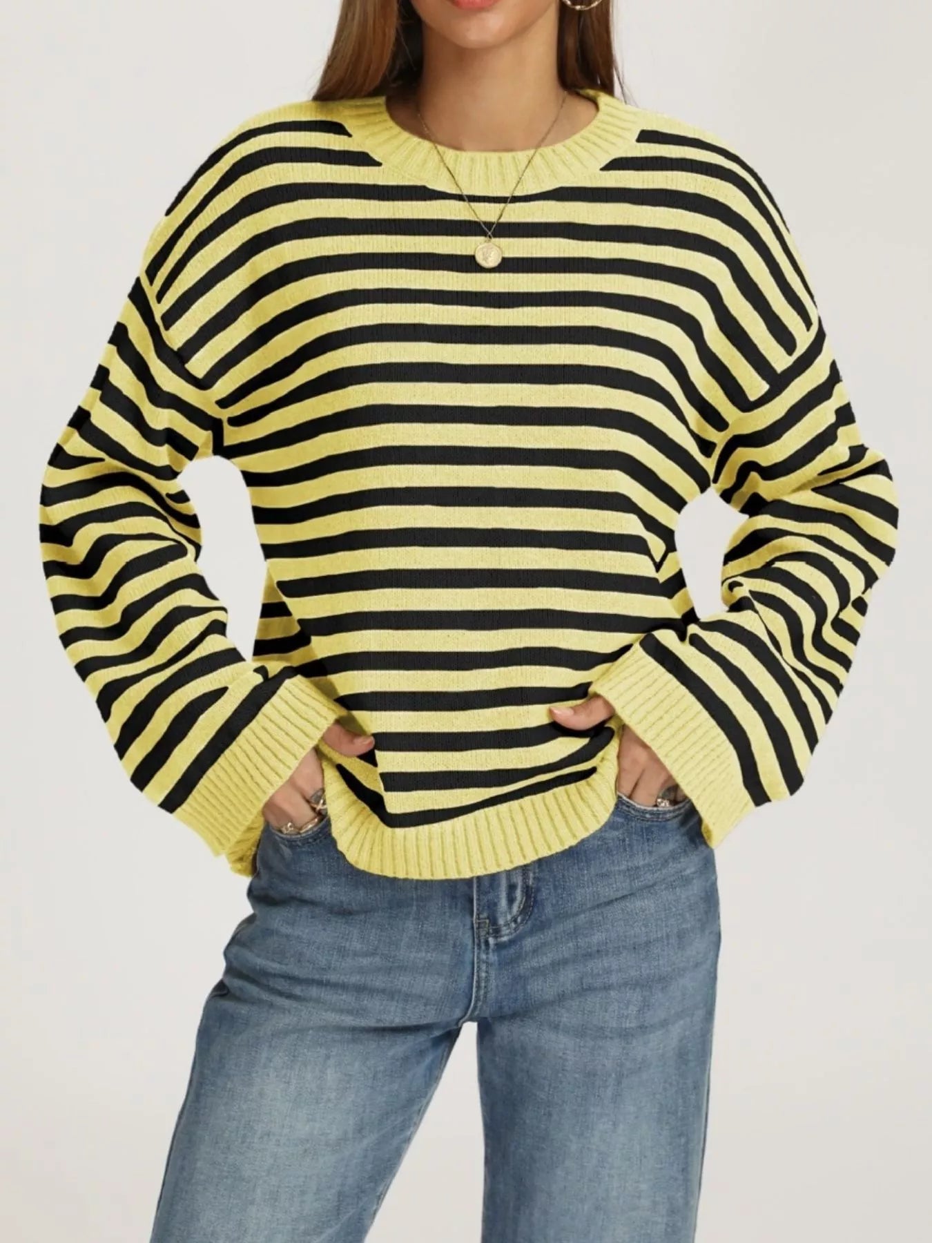 Striped Dropped Shoulder Sweater