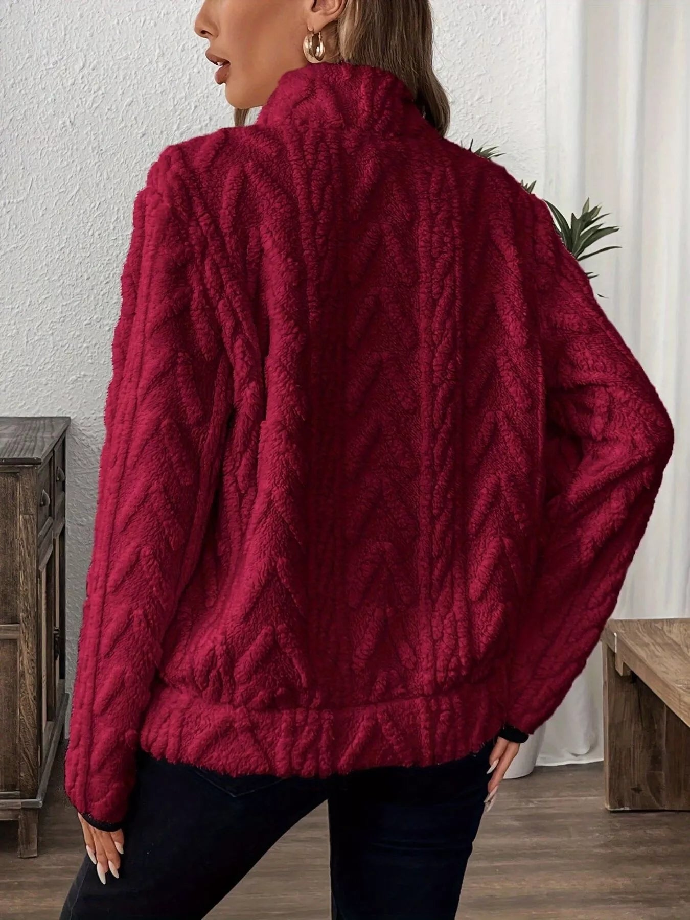Sudadera polar de media cremallera de talla grande
