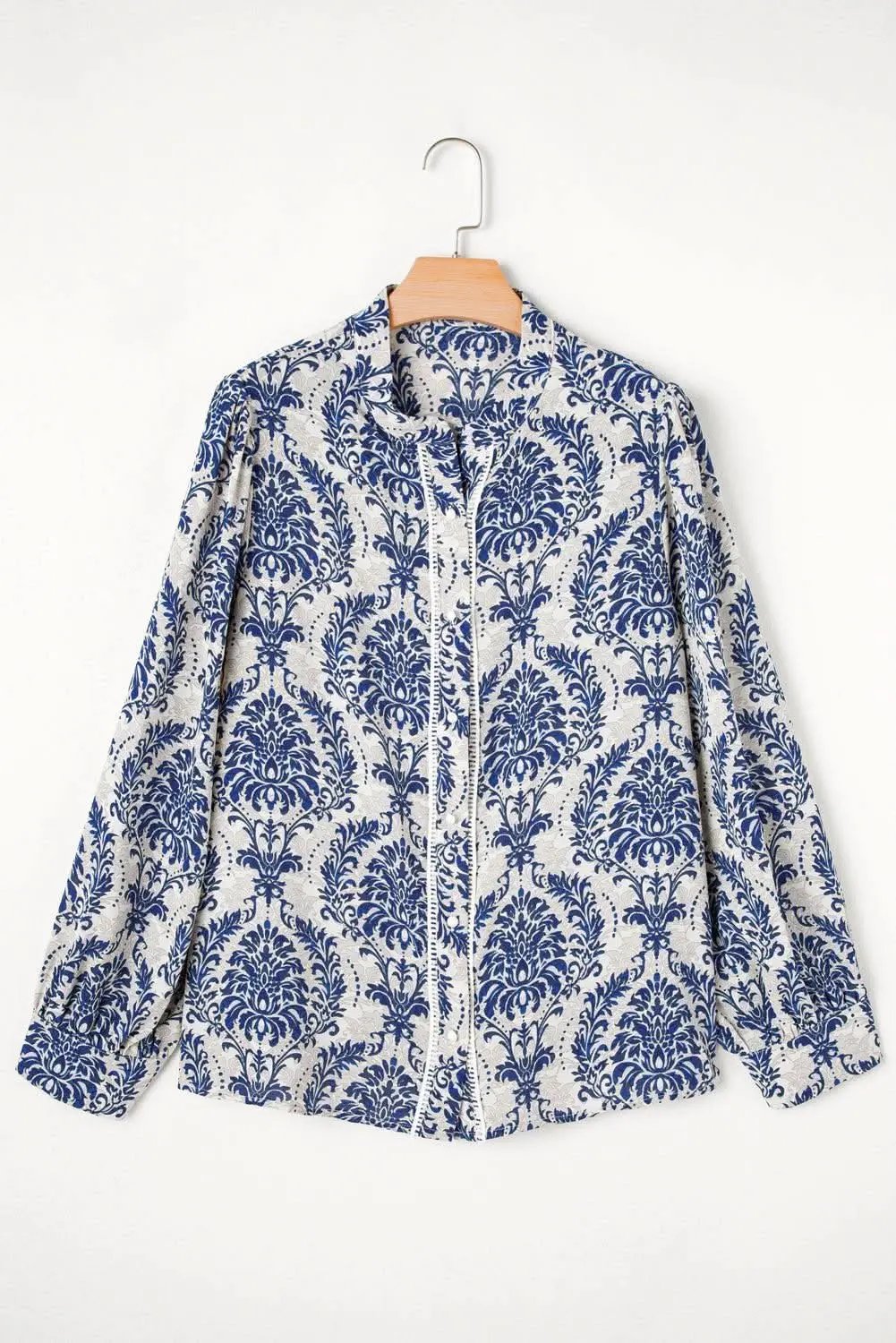 Love Salve Tribal Print Plus Shirt Sky Blue — Versatile Woven Top