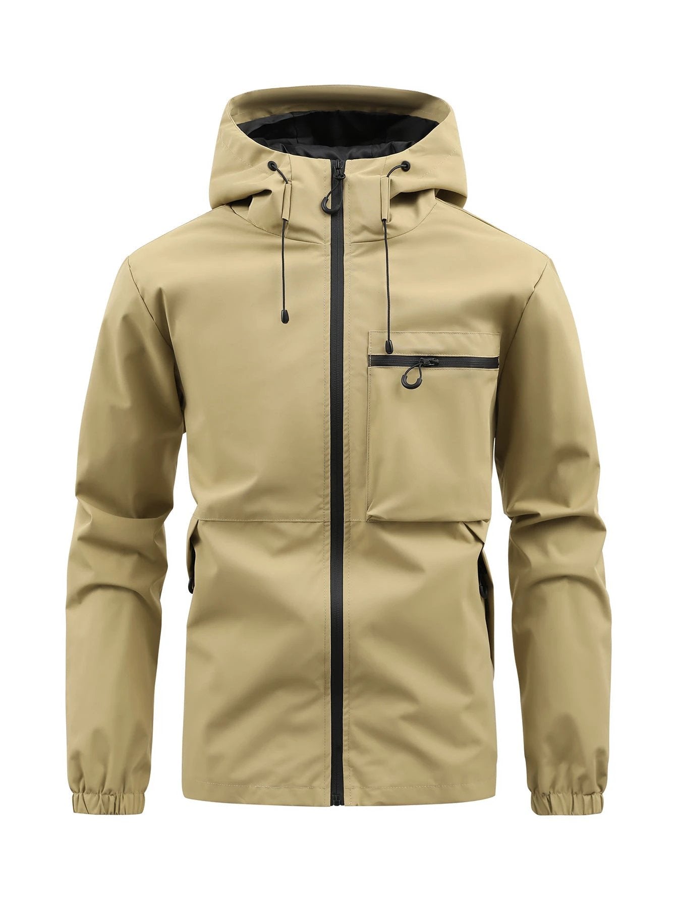 Men's Fashion Casual Hooded Solid Color Multi-pocket Work Pants Outdoor Coat