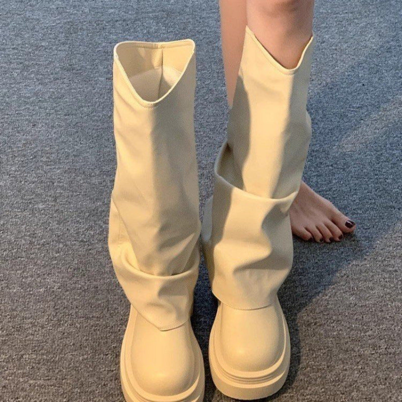 Botas de vestir con plataforma para mujer – Estilo británico Otoño/Invierno