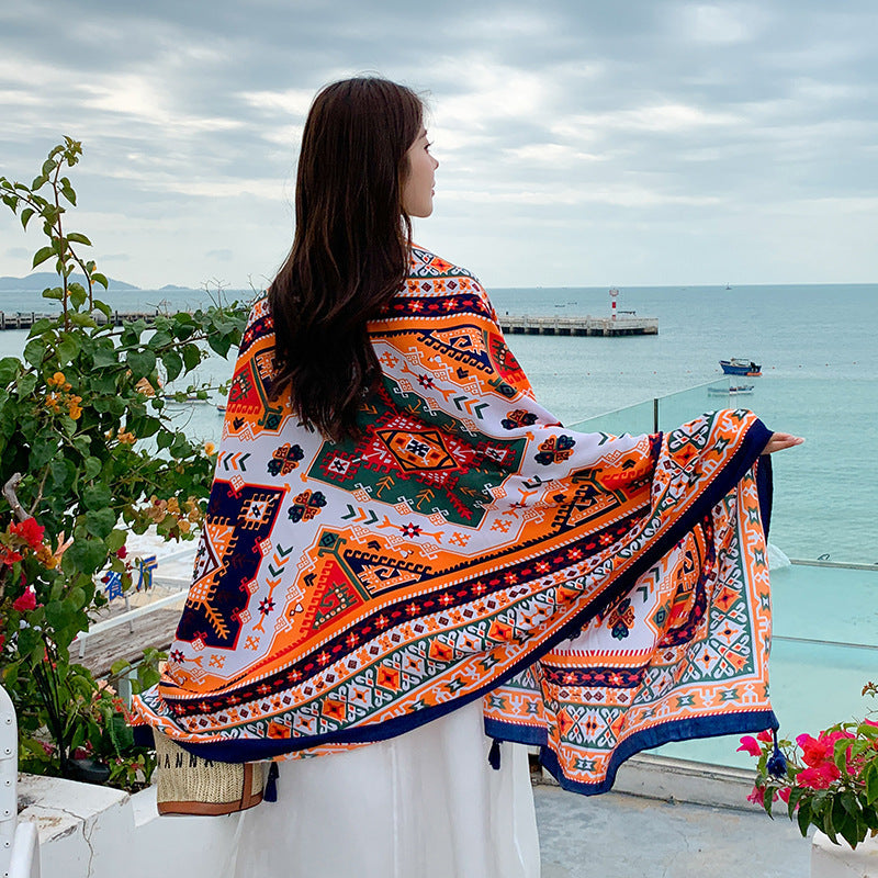 Sun-proof All-matching Shawl Beach Travel Dual-use Outdoor Beach Towel