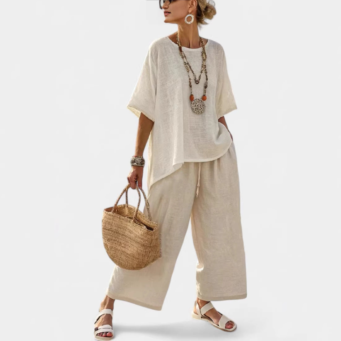 Women’s Beach Vacation Two Piece Set – Loose Summer Outfit