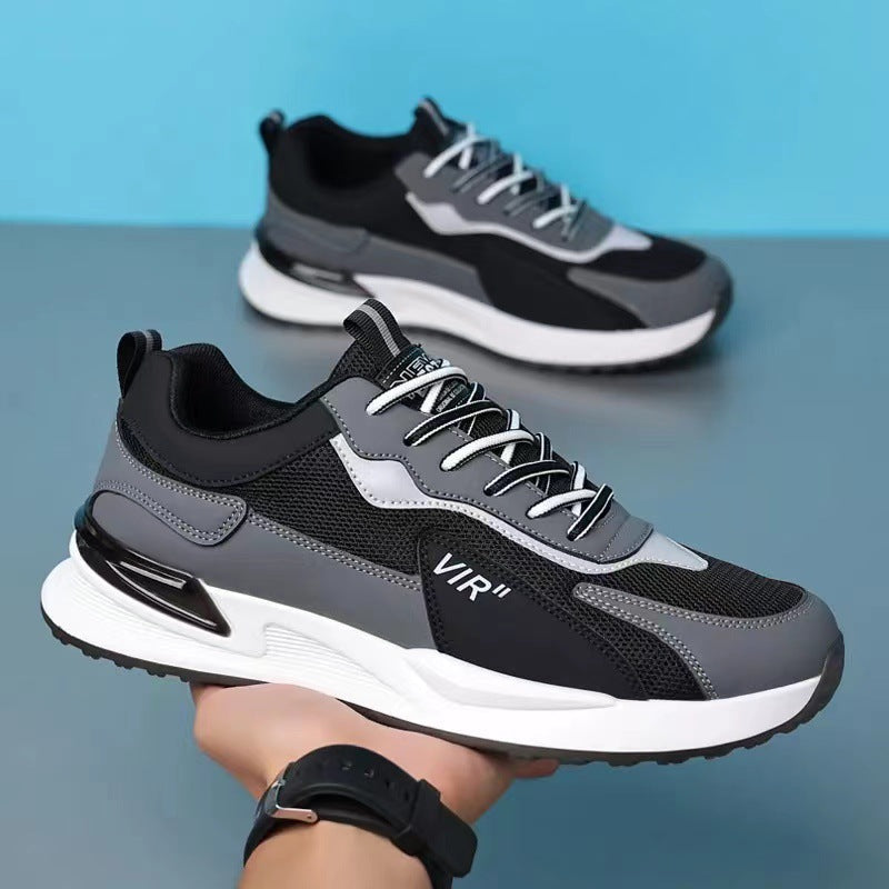 Men's Color Block Mesh Lace-Up Sneakers