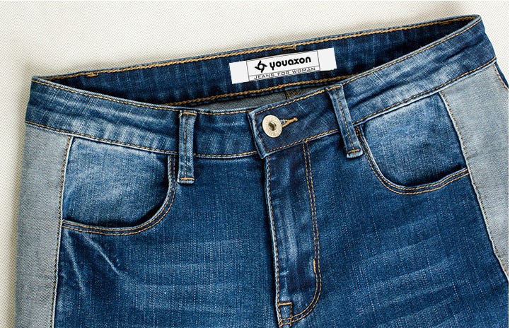 Summer Women's Slim Fit Color Block Denim Pants