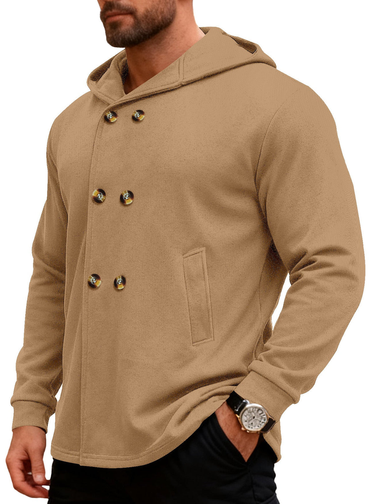 Men's Hooded Trench Coat For Cross-border Foreign Trade, Warm Sweatshirt For Spring & Autumn On Amazon, European Size Casual Loose Zip-up Jacket For Men