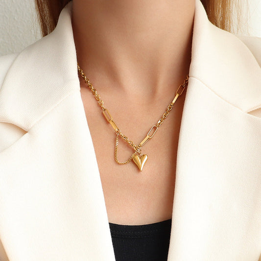 Collar con Colgante de Corazón de Acero de Titanio