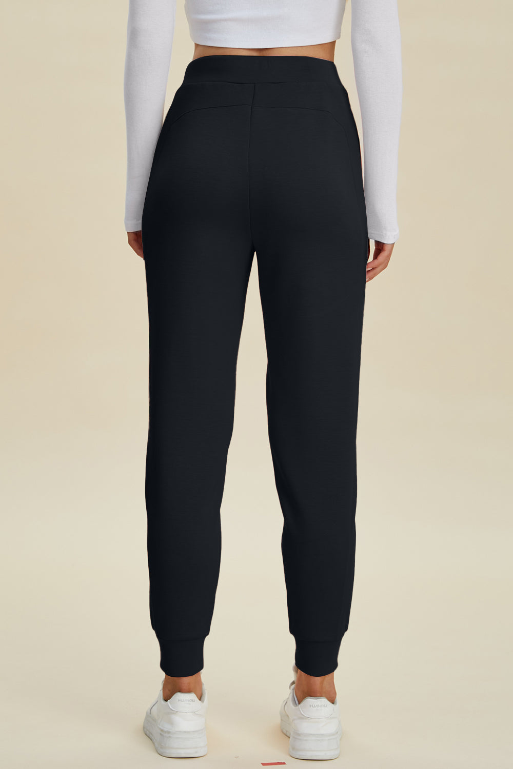 Joggers de cintura alta Basic Bae de tejido Air Scuba con cordón, talla completa