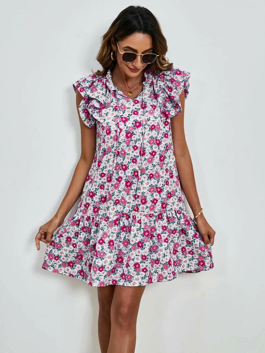 Dresses Trendsi swimwear - Floral Cap Sleeve Mini Dress