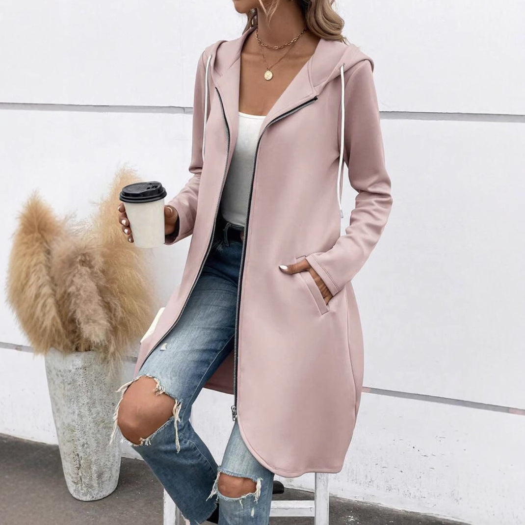 Sudadera de terciopelo con capucha y cremallera para mujer | Ropa urbana cómoda