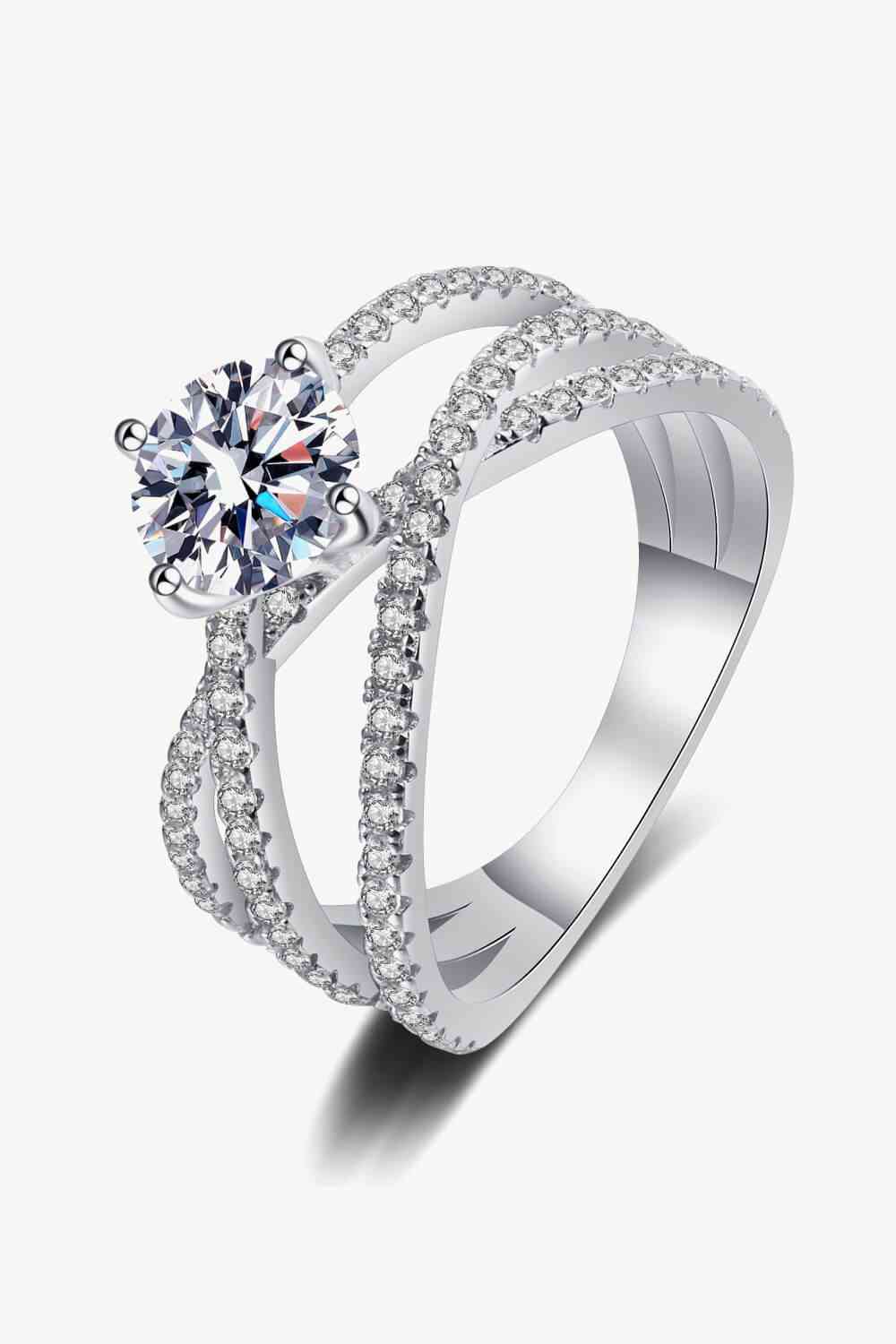 ElegantJewels 1 Carat Moissanite Crisscross Ring – Modern Sterling Silver Design See size chart under “more details”