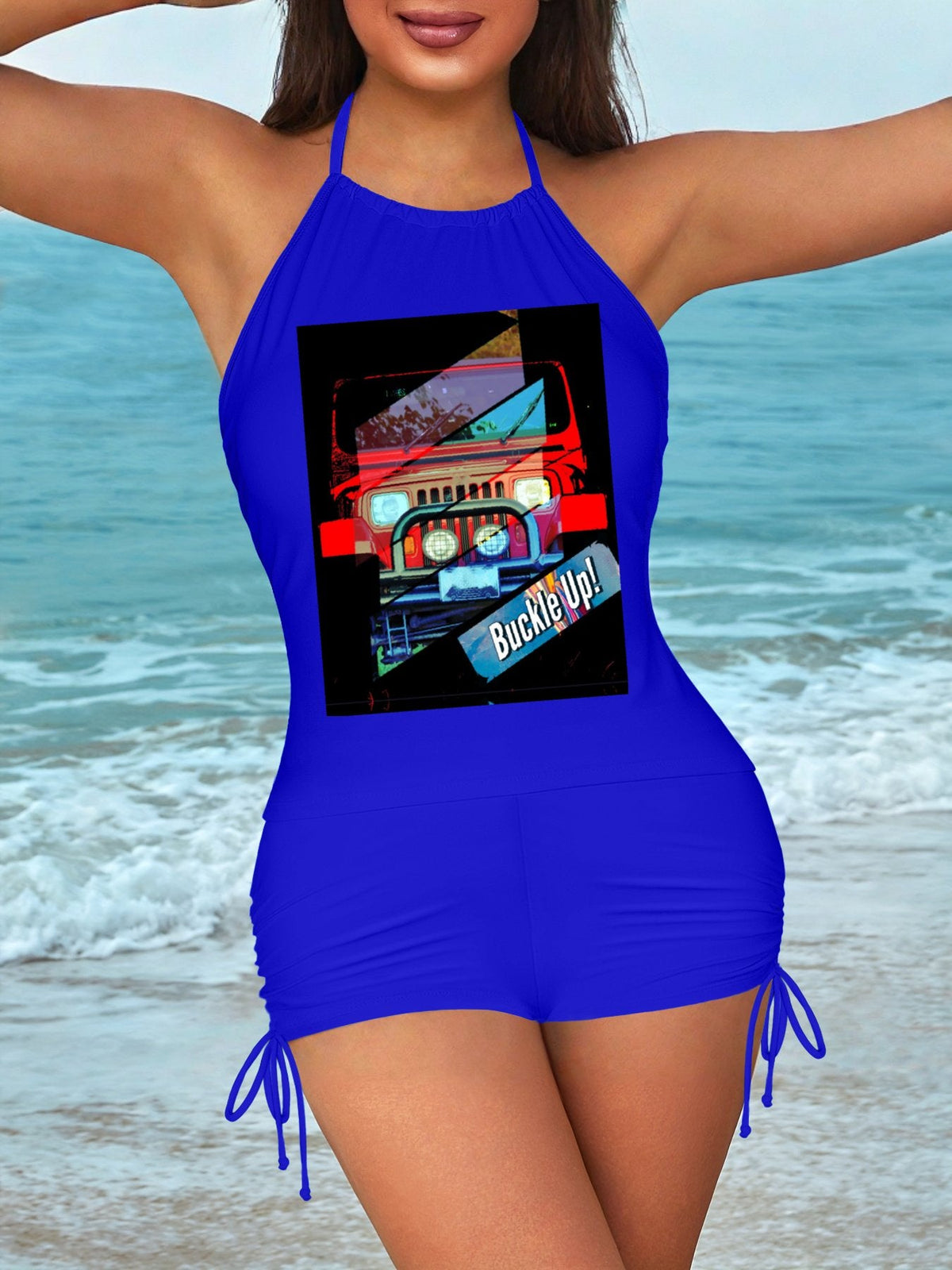Buckle Up! 4-wheeler Drive Tankini Swimsuits with Shorts for Women