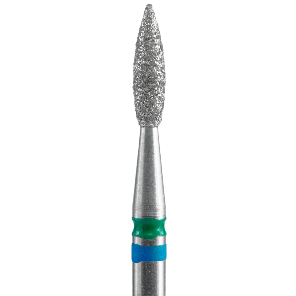 STALEKS Diamond Nail Drill Bit DUO Pointed Flame FA11BG021/8, Blue-Green, 2.1/8mm