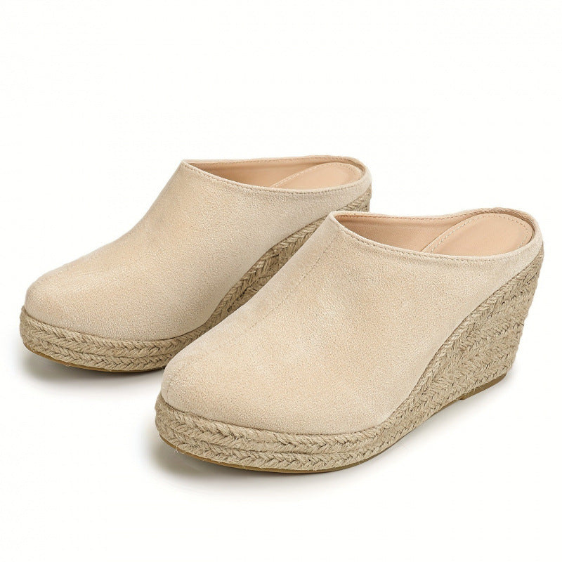 Women's Pointed-Toe Wedge Thick Bottom Toe Cap Slippers