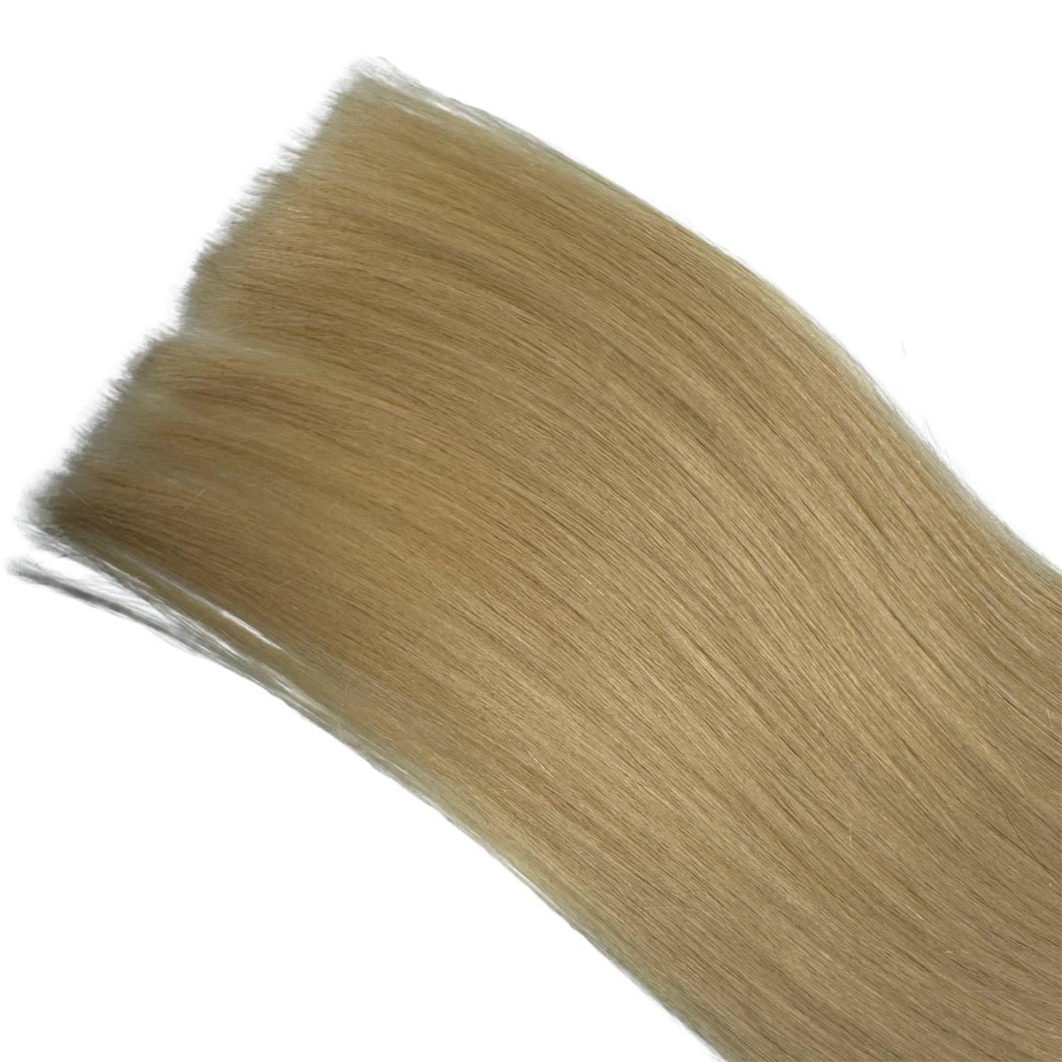 Extensiones de cabello 100% humano rubio natural liso con clip sin costuras