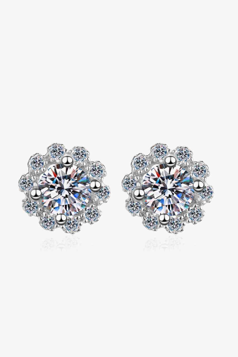 Pendientes de moissanita con forma de flor – Diseño brillante de 1 quilate. Ver la tabla de tallas en "más detalles".