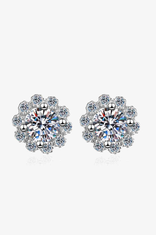 Moissanite Jewelry Floral-Shaped Stud Earrings – Sparkling 1 Carat Design See size chart under “more details”