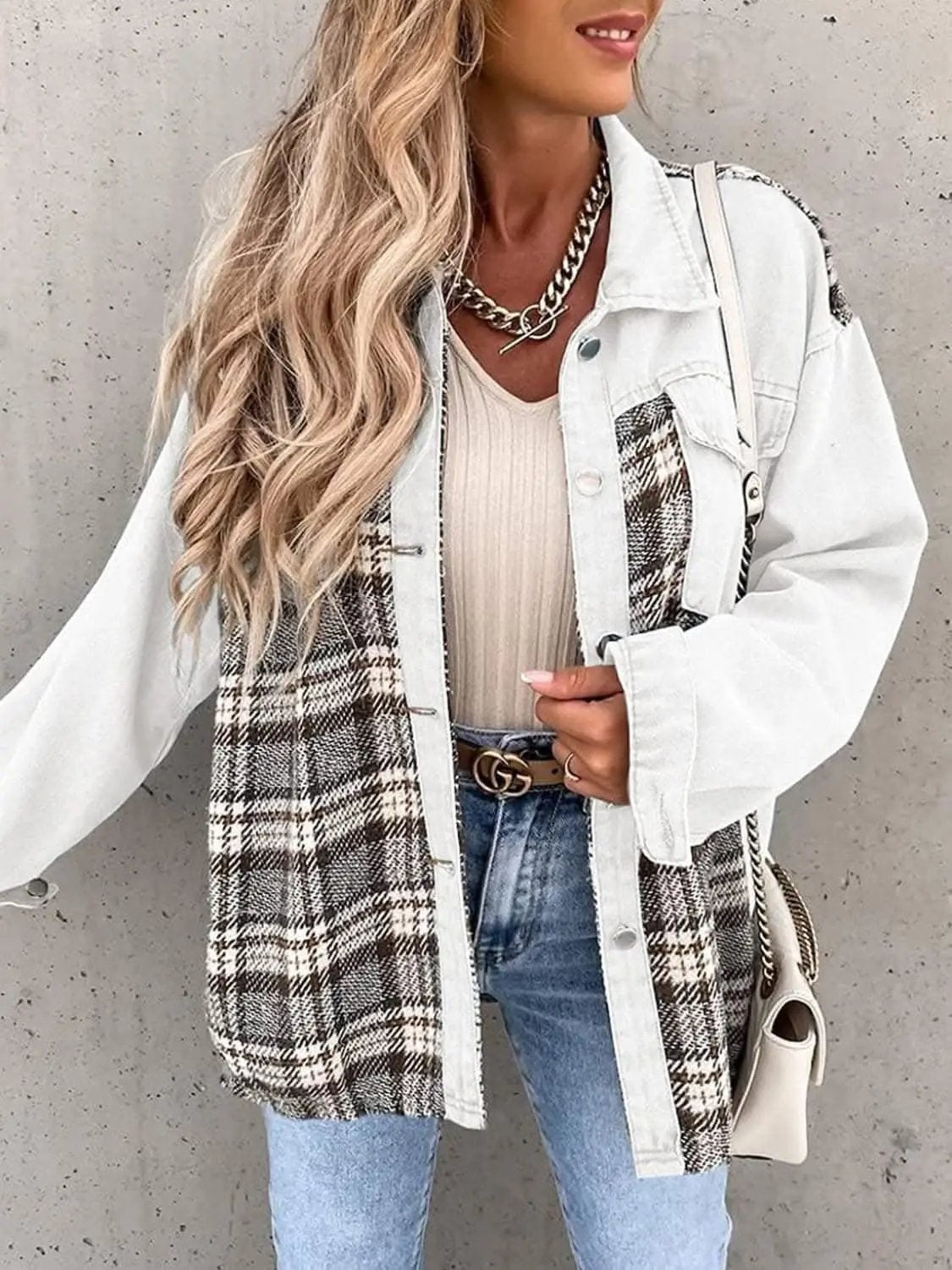 Trendsi Oversized Plaid Cotton Jacket — Casual Shacket Style