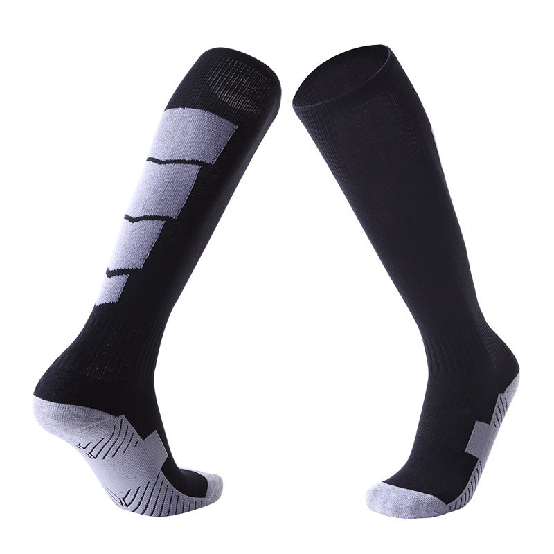 Men's Training Socks Thickeneded Towel Bottom Cushioning Comfortable Pvc Dispensing Non-Slip Socks Sweat-Absorbent Breathable Mid-Calf Football Socks
