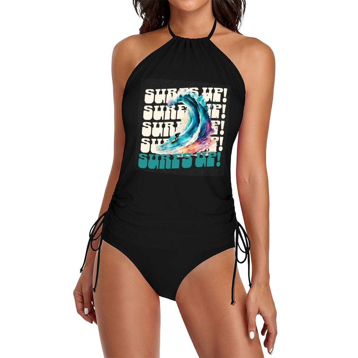 Surf's Up Halter Neck 2-Piece Swimsuit (Front Printing)