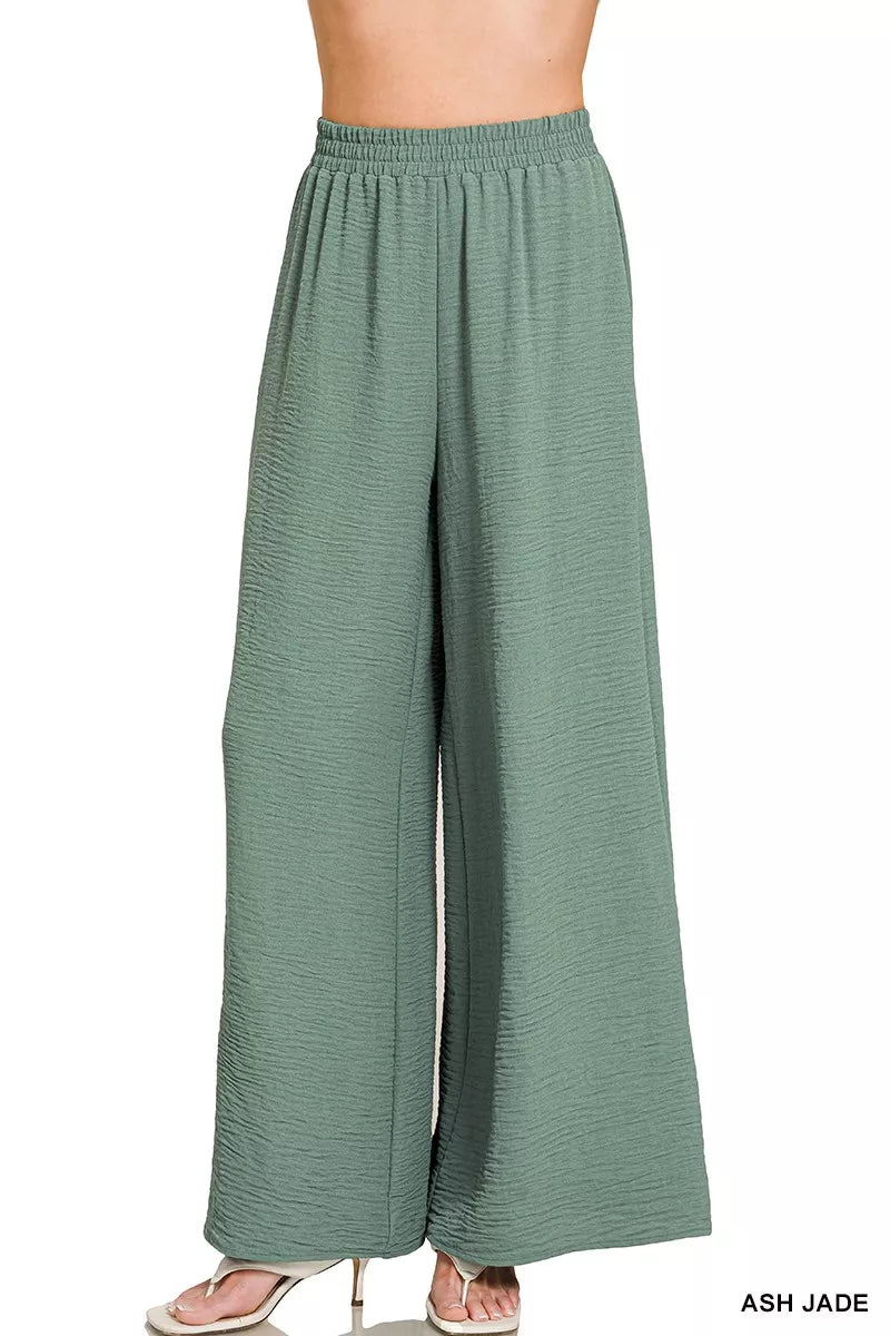 Pantalones Zenana Tejidos con Cintura Elástica y Tejido Transpirable
